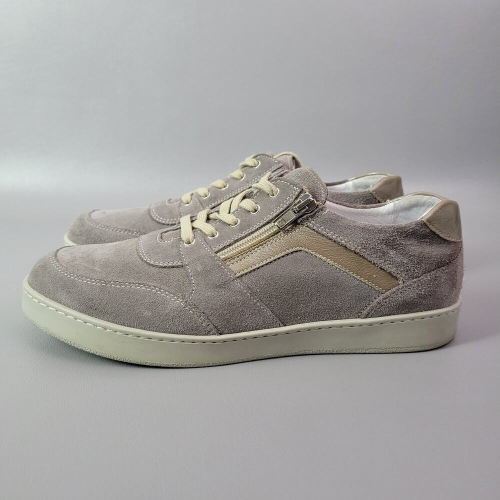 David Tate Made In Italy Womens Sneakers Lace Up Zipper Gray Suede Size N 10